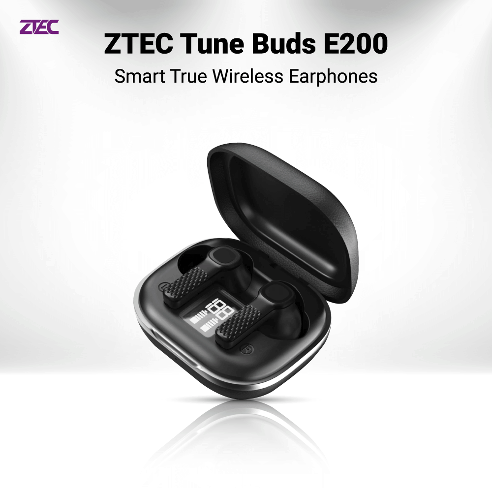 หูฟังไร้สาย ZTEC TUNE BUDS E200 ANC EARBUDS -25DB 6 ไมโครโฟน มี GAME MODE 40MS แบตเตอรี่ 28 ชม.